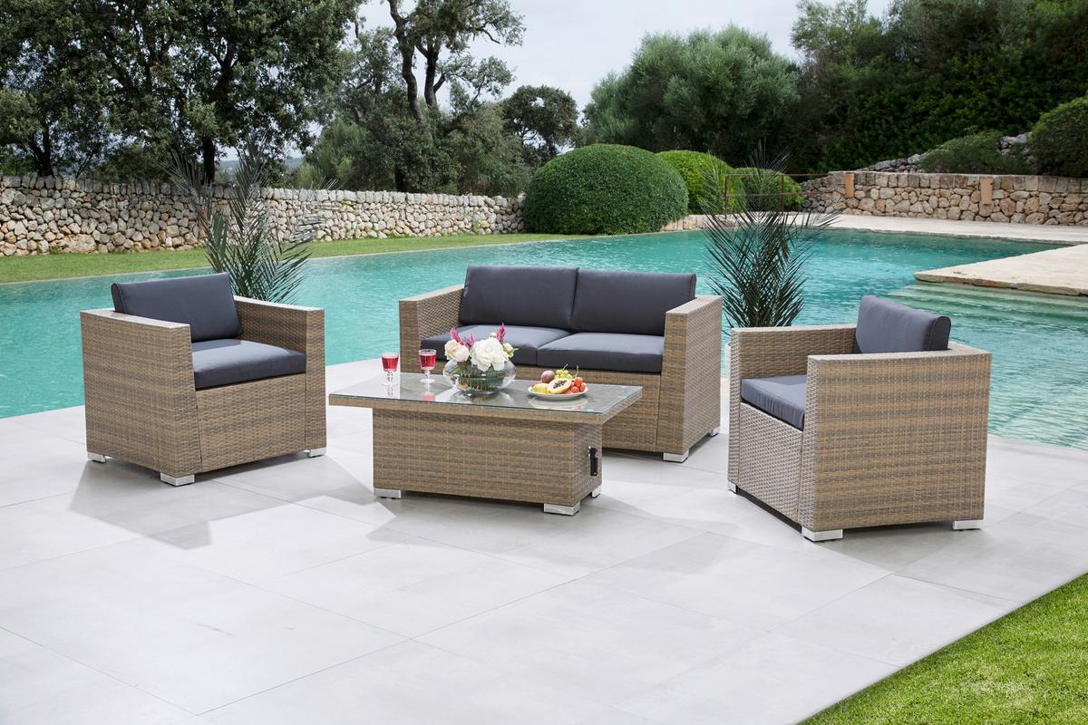 Gartenbank Kunststoff/Textil 2-Sitzer Bellante - Dunkelgrau/Silberfarben, KONVENTIONELL, Kunststoff/Textil (147/71/74cm) - Gardenson