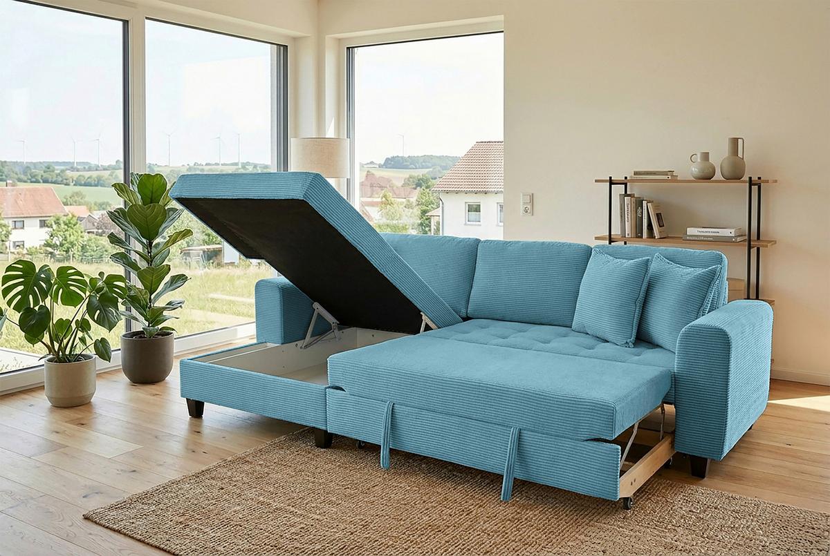 Coltar MORITZ - albastru deschis, Trend, textil (155/265cm) - Modern Living