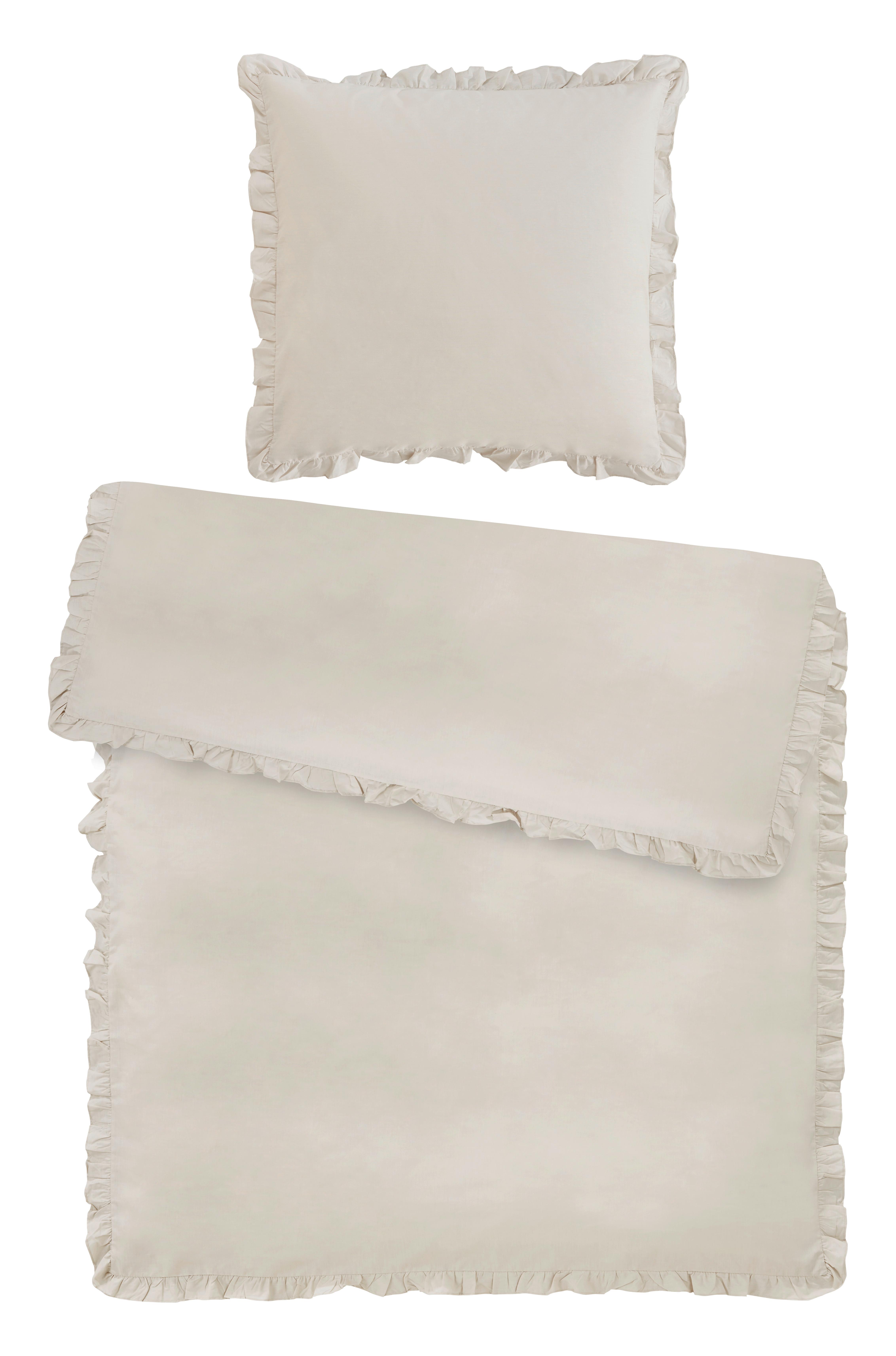 Bettwäsche Rüschen Sandfarben ca. 135x200cm - Sandfarben, ROMANTIK / LANDHAUS, Textil (135/200cm) - Zandiara