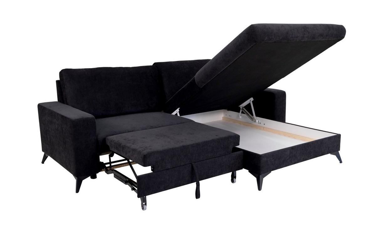 Sarokkanapé Sunny - fekete, Modern, textil (244/87/177cm) - Mömax