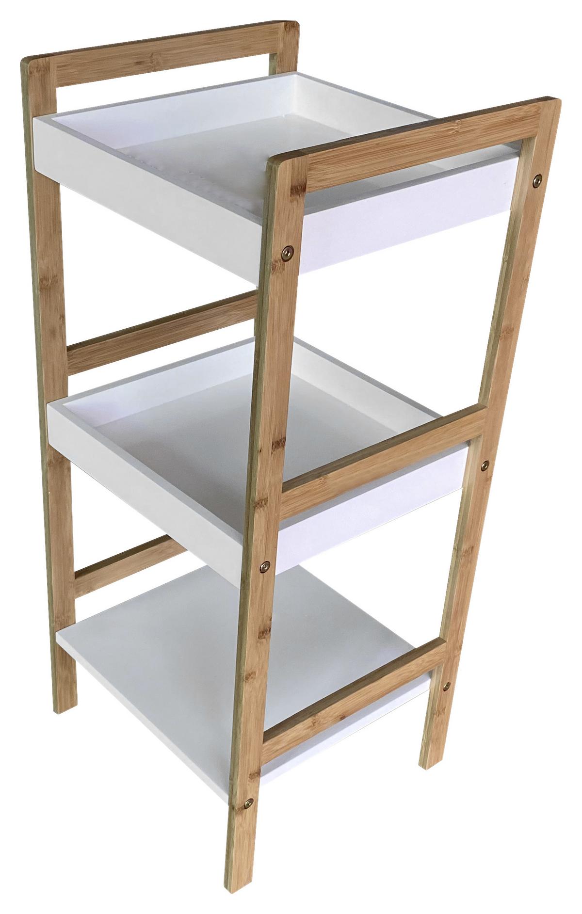 Etajeră LIANE 1 - alb/culoare natur, Modern, materiale naturale/material pe bază de lemn (36/80/33cm) - Based