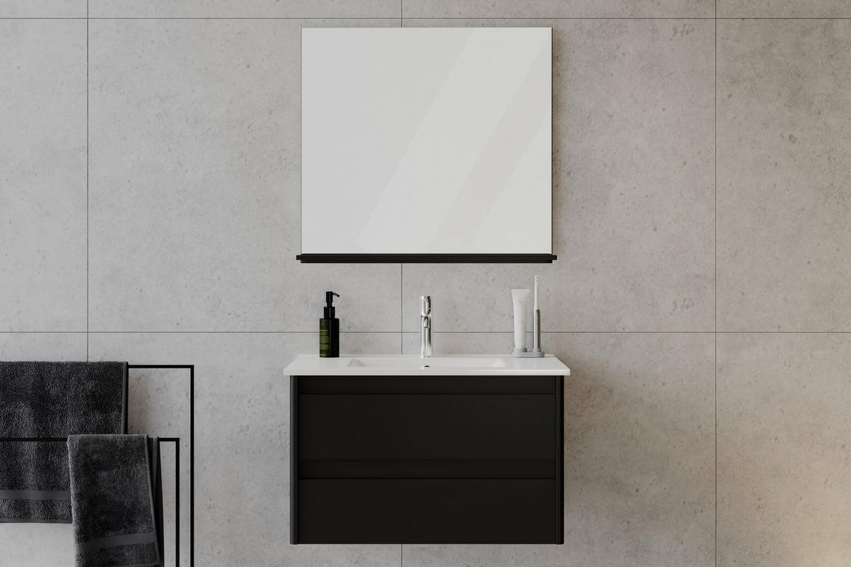 Badezimmer Lucy Schwarz 3- teilig - Schwarz/Weiß, MODERN, Glas/Keramik - Bessagi Home