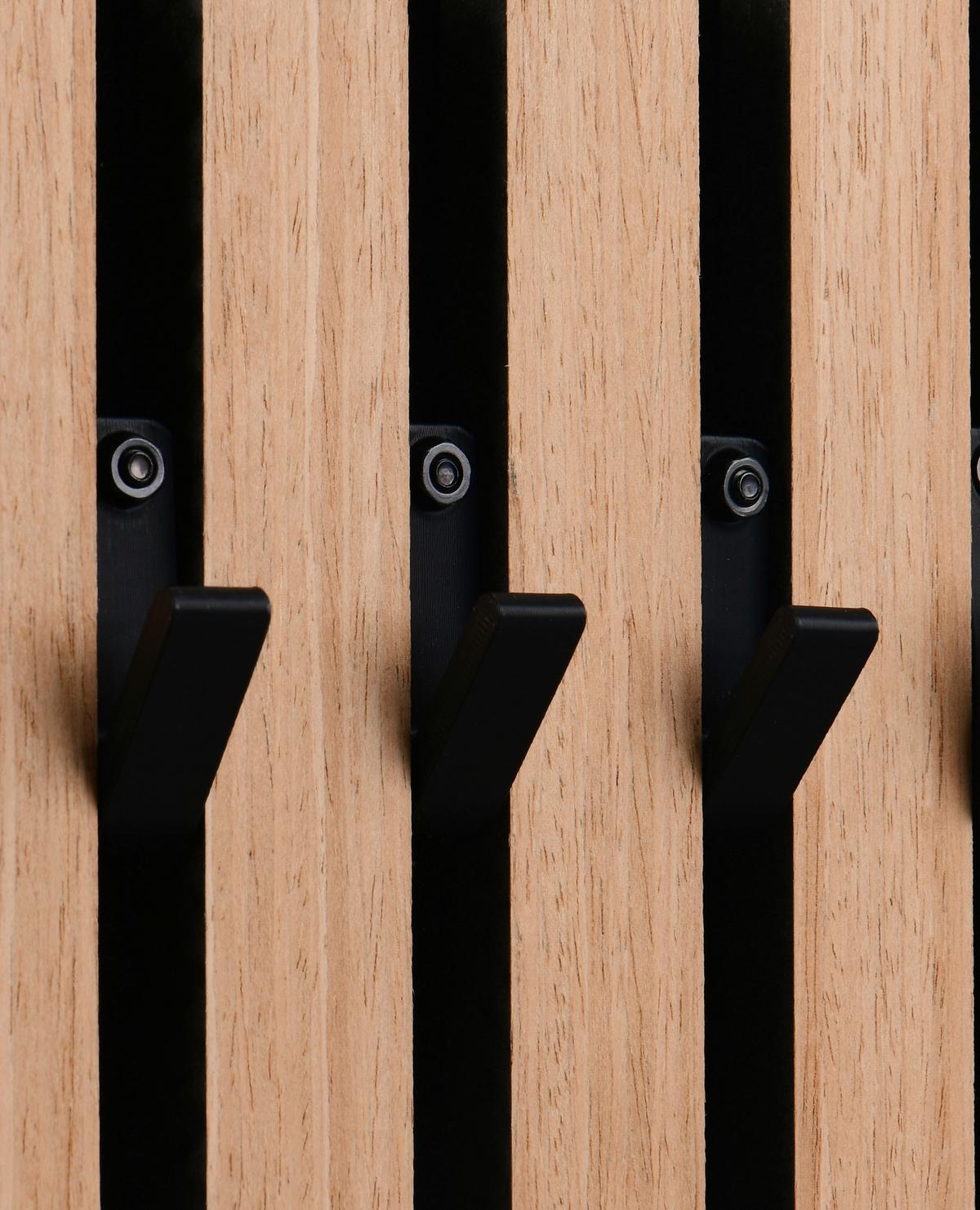 Schlüsselboard Grace Schwarz/Eiche inkl. 5 Haken - Schwarz, MODERN, Holzwerkstoff/Textil (31/20/2cm) - Mömax