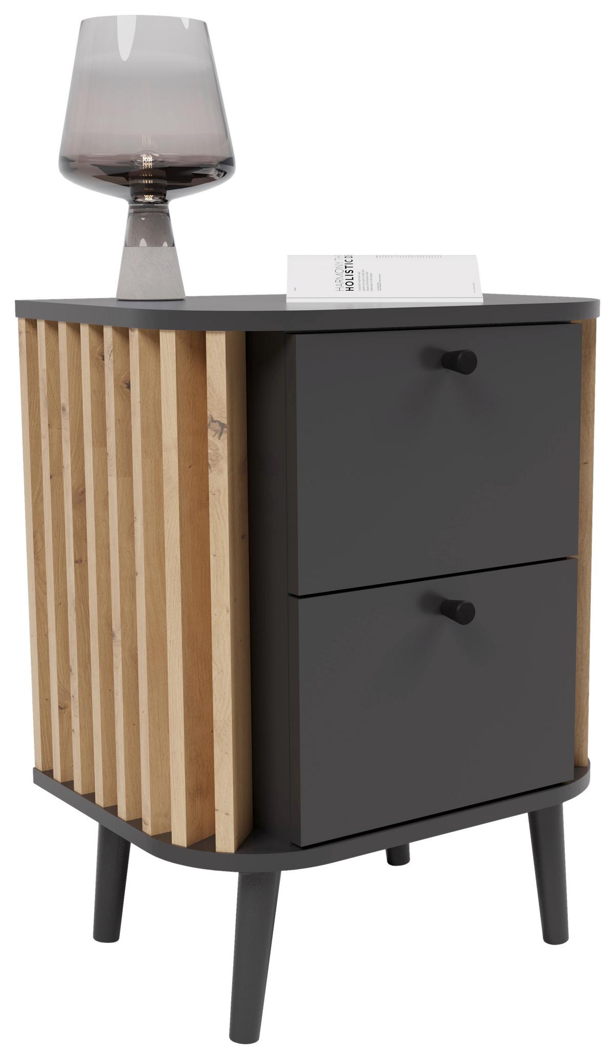 Nočna Omarica Pure, Siva - siva, Design, leseni material (45/60/33cm) - Premium Living