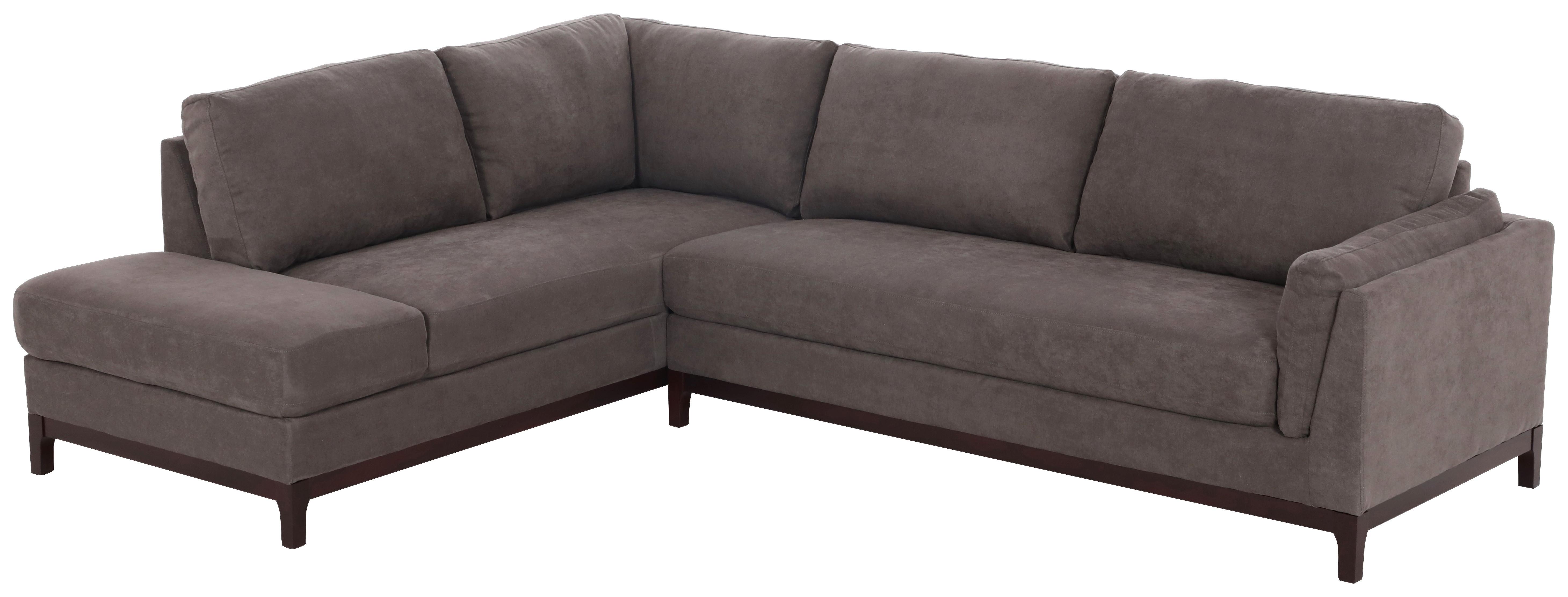 NAROŻNIK BRISTOL - szary/brązowy, Basics, tkanina/drewno (210/278cm) - MID.YOU