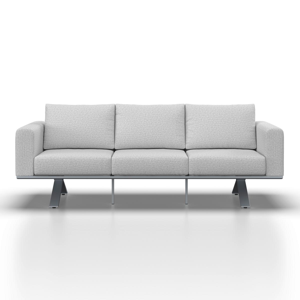 LOUNGEGARNITUR SOFIA - Hellgrau/Naturfarben, Modern, Kunststoff/Textil (221/67/80cm) - Bessagi Garden
