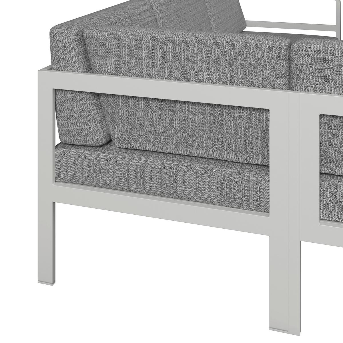 Dining-Loungeset Aruba Hellgr. /Weiß Outdoorstoff/Metall - Hellgrau/Weiß, MODERN, Kunststoff/Textil - Bessagi Garden