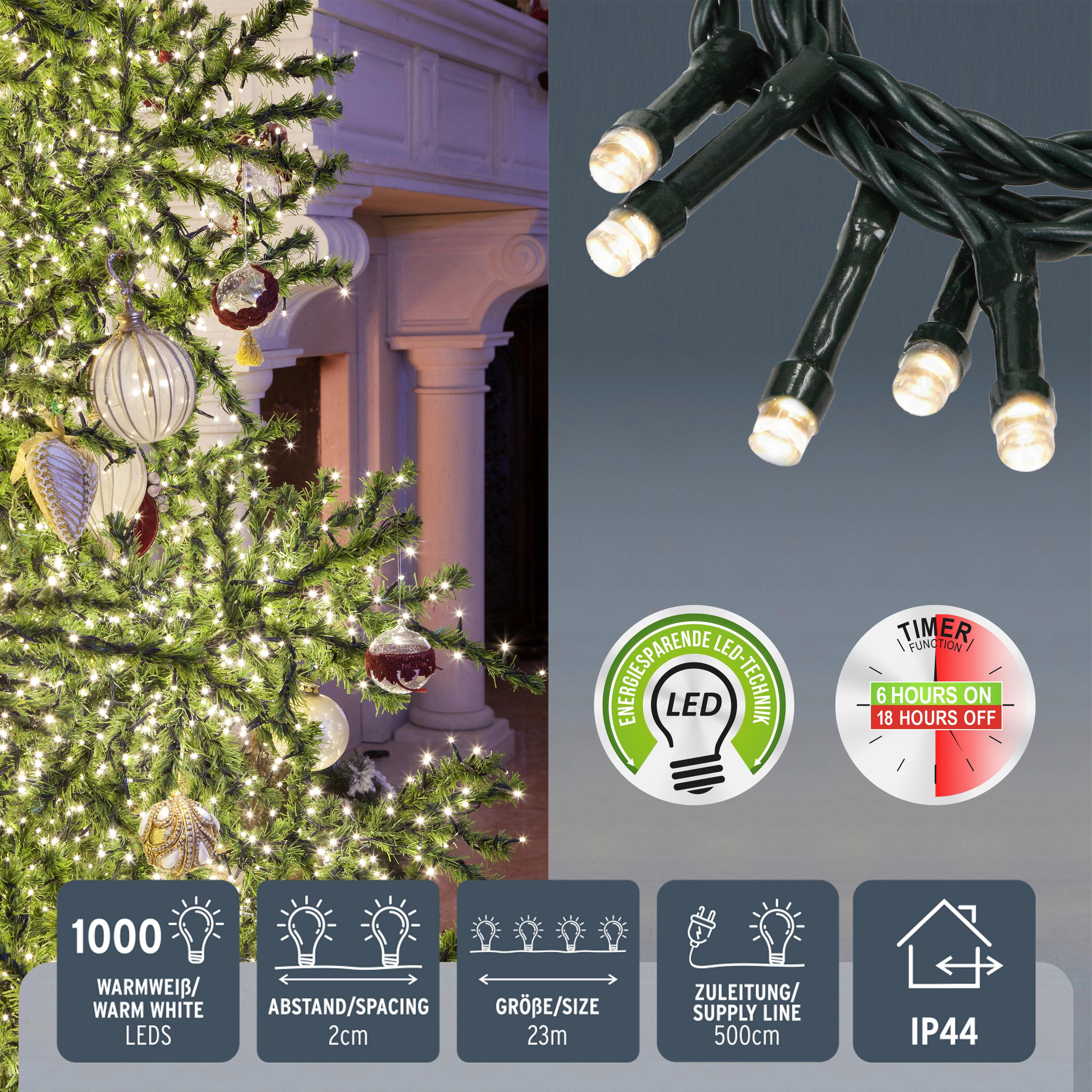 ŁAŃCUCH ŚWIETLNY LICH, 1.000LED - zielony, Basics, tworzywo sztuczne/metal (2300cm) - X-Mas