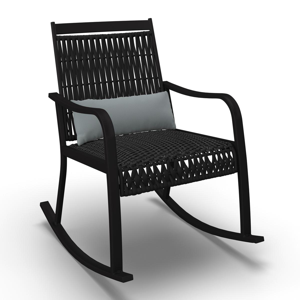 Balkonset Mathilda Grün/Schw. Metall/Outdoorstoff +Abdeckung - Schwarz/Weiß, MODERN, Kunststoff/Textil - Bessagi Garden
