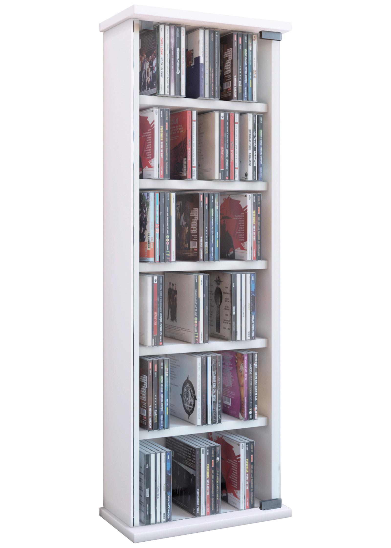 CD-Regal Vetro in Weiß, B: 31 cm - Weiß, KONVENTIONELL, Glas/Holzwerkstoff (31/92/18cm) - MID.YOU
