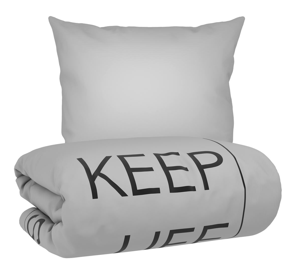 Bettwäsche Keep Life Grau ca. 135x200cm - Grau, Textil (135/200cm) - Mömax