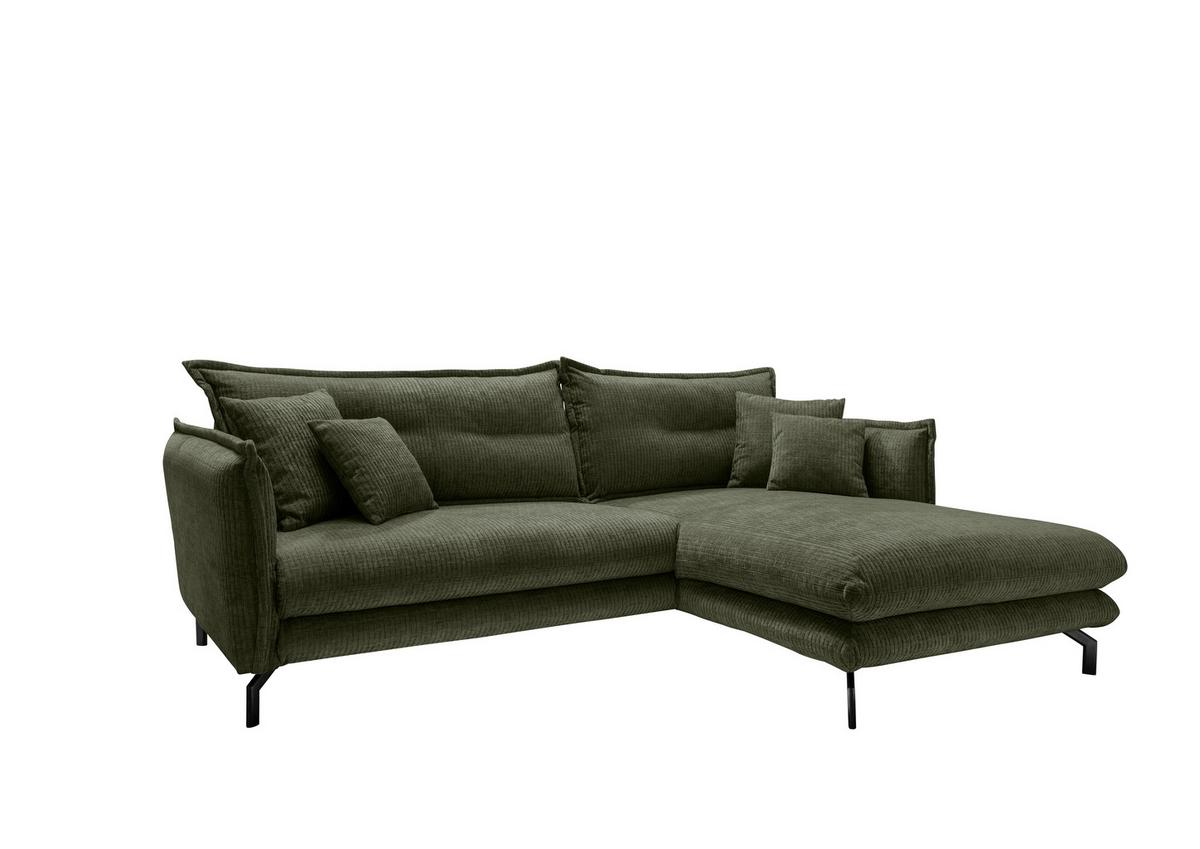 Ecksofa Lava ca. 255x180 cm Olivgrün - Schwarz/Olivgrün, Design, Textil/Metall (255/180cm) - Livetastic