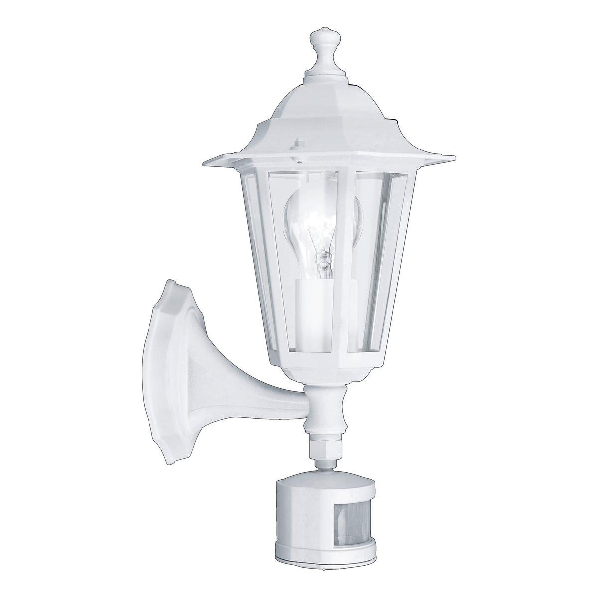 Aussenwandleuchte Laterna 5 Inkl. Sensor Weiss - Klar/Weiss, Basics, Glas/Metall (16,5/23,5/42,5cm) - Eglo