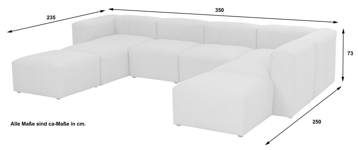 WOHNLANDSCHAFT LENA - Creme, Design, Kunststoff/Textil (235/350/250cm) - Max Winzer