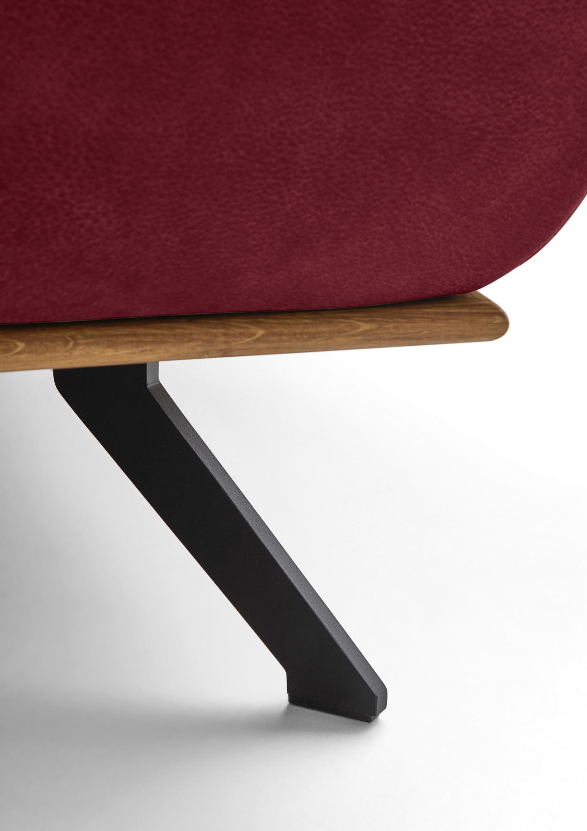 Wohnlandschaft Erling Weinrot - Beige/Weinrot, MODERN, Leder/Metall (187/89/322cm) - Premium Living