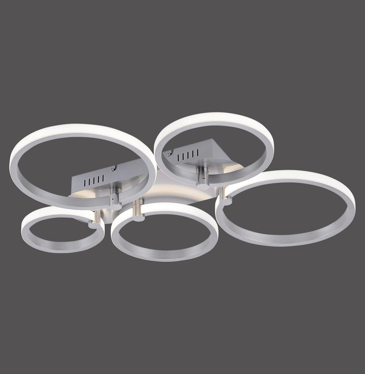 LED-Deckenleuchte in Silber max. 23 Watt - Silberfarben, Design, Metall (66/55/8,5cm)