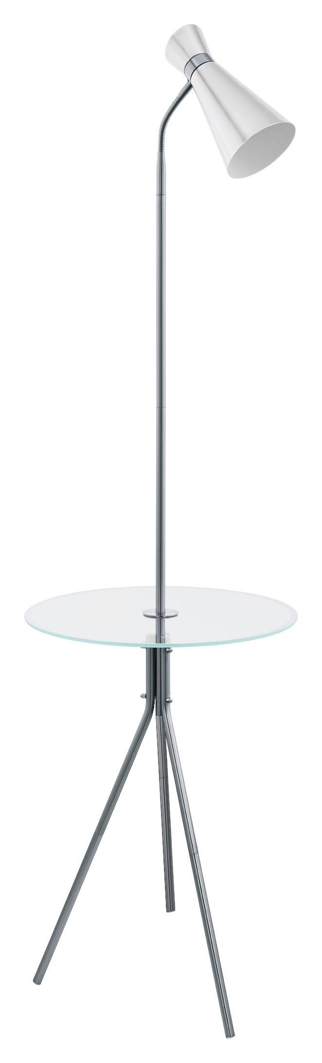 Stehleuchte Policara in Weiß max. 10 Watt - Weiß/Nickelfarben, MODERN, Glas/Metall (46/158,5cm)