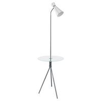 Stehleuchte Policara in Weiß max. 10 Watt - Weiß/Nickelfarben, MODERN, Glas/Metall (46/158,5cm)