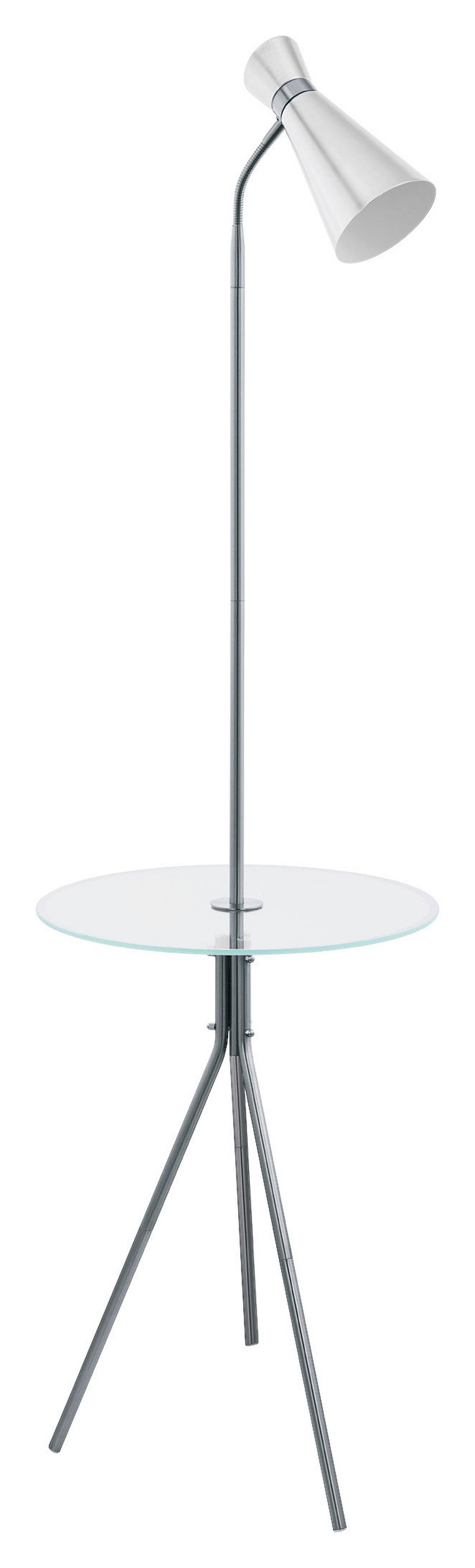 Stehleuchte Policara in Weiß max. 10 Watt - Weiß/Nickelfarben, MODERN, Glas/Metall (46/158,5cm)