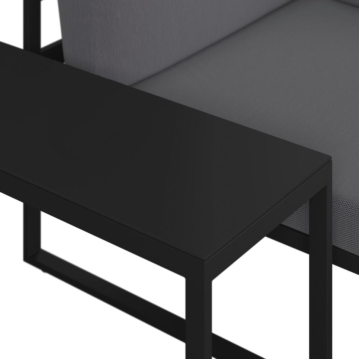 Loungegarnitur Valentina Dunkelgrau Metall/Outdoorstoff - Dunkelgrau/Schwarz, MODERN, Glas/Textil - Bessagi Garden