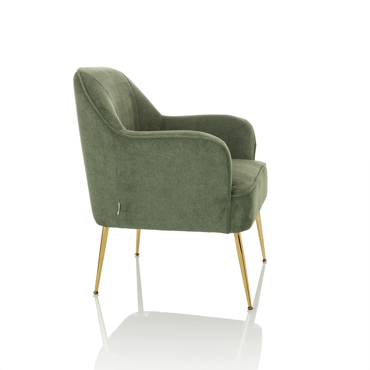 Naslanjač Thassos, Zelena - zelena, Moderno, kovina/tekstil (70/82/66cm) - MID.YOU