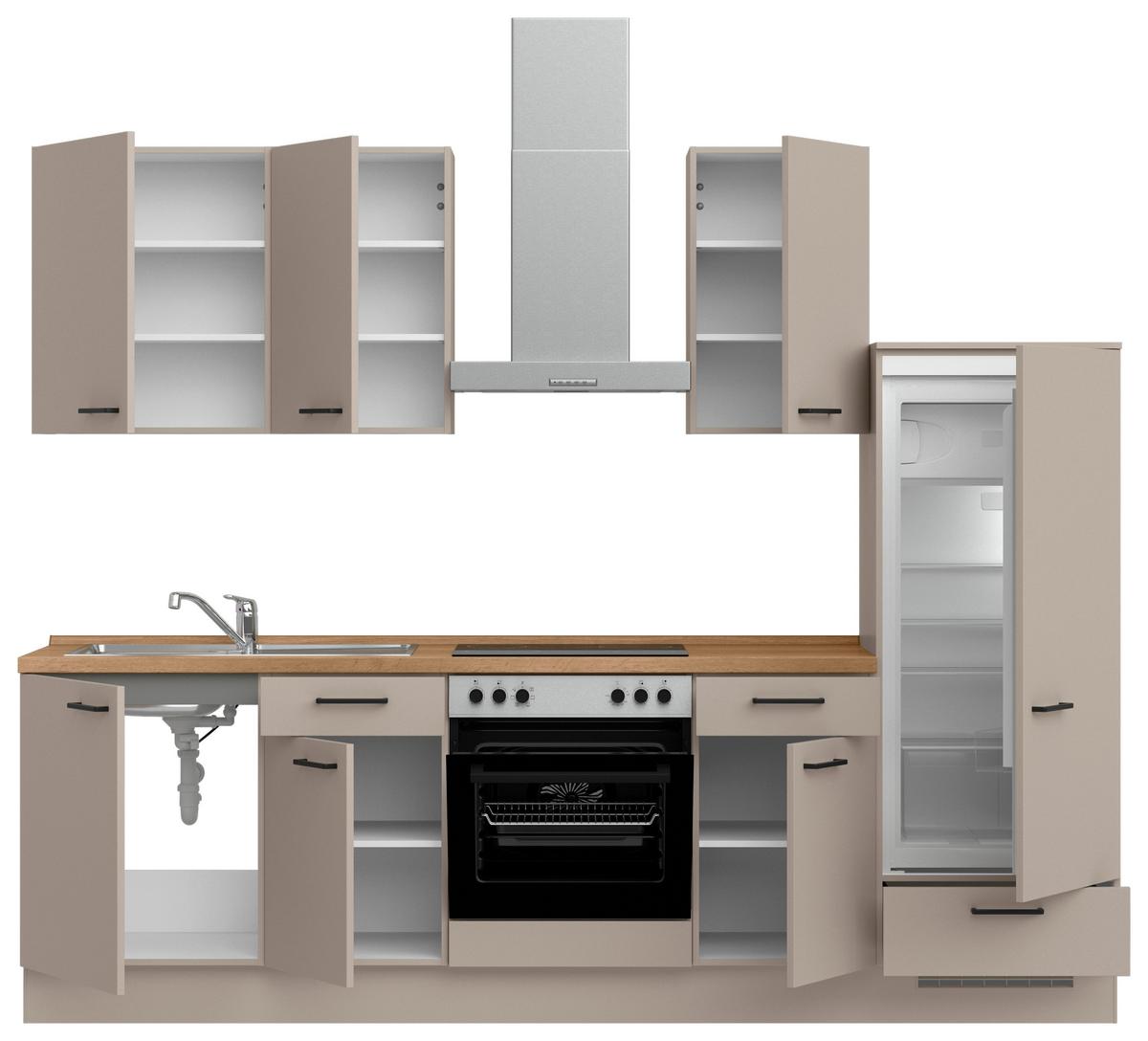 Küchenleerblock Easytouch Low o. Geräte Sandfarben - Sandfarben/Eichefarben, MODERN, Holzwerkstoff/Metall (270cm) - Nobilia