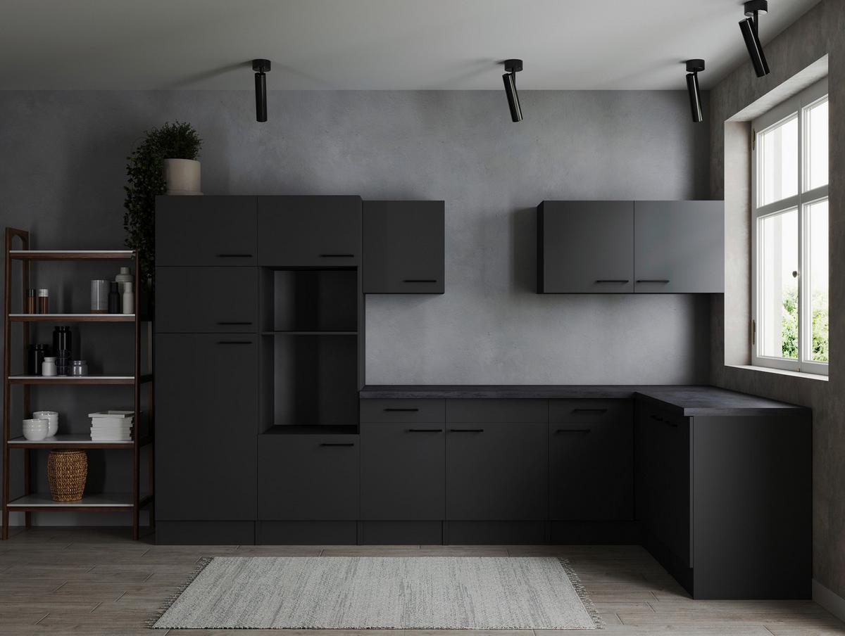 Kotna Kuhinja Brez Aparatov Oliver, 340x172cm - temno siva/črna, Design, kovina/leseni material (340/172cm) - Respekta