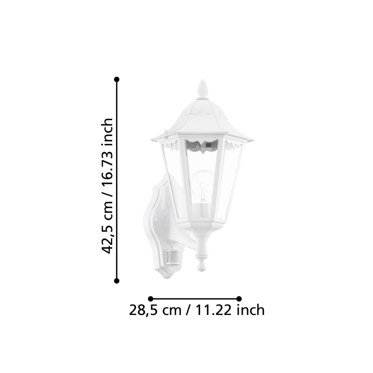 Aussenwandleuchte Navedo Mit Sensor Weiss - Klar/Weiss, Basics, Glas/Metall (20cm) - Eglo