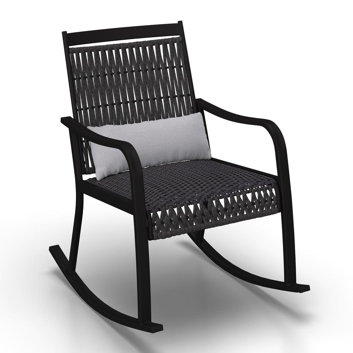 Balkonset Mathilda Hellgrau Outdoorstoff/Metall +Abdeckung - Hellgrau/Schwarz, MODERN, Kunststoff/Textil - Bessagi Garden