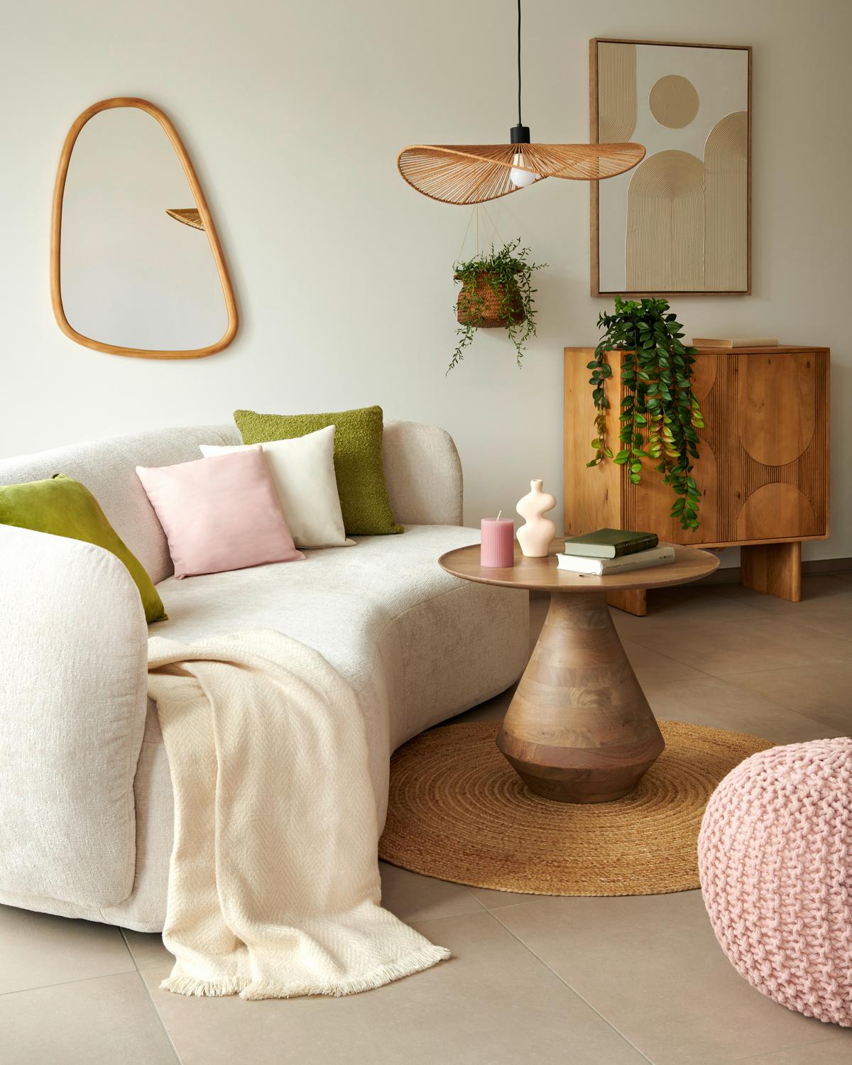 Velika Zofa Leonas, Bež, Polkrožna - črna/bež, Moderno, umetna masa/tekstil (235/72/110cm) - Premium Living