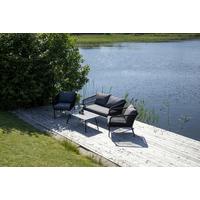 Loungegarnitur Lindos ca. 134x69x80 cm Grau/Schwarz - Schwarz/Grau, KONVENTIONELL, Kunststoff/Stein (134/69/80cm) - Gardenson