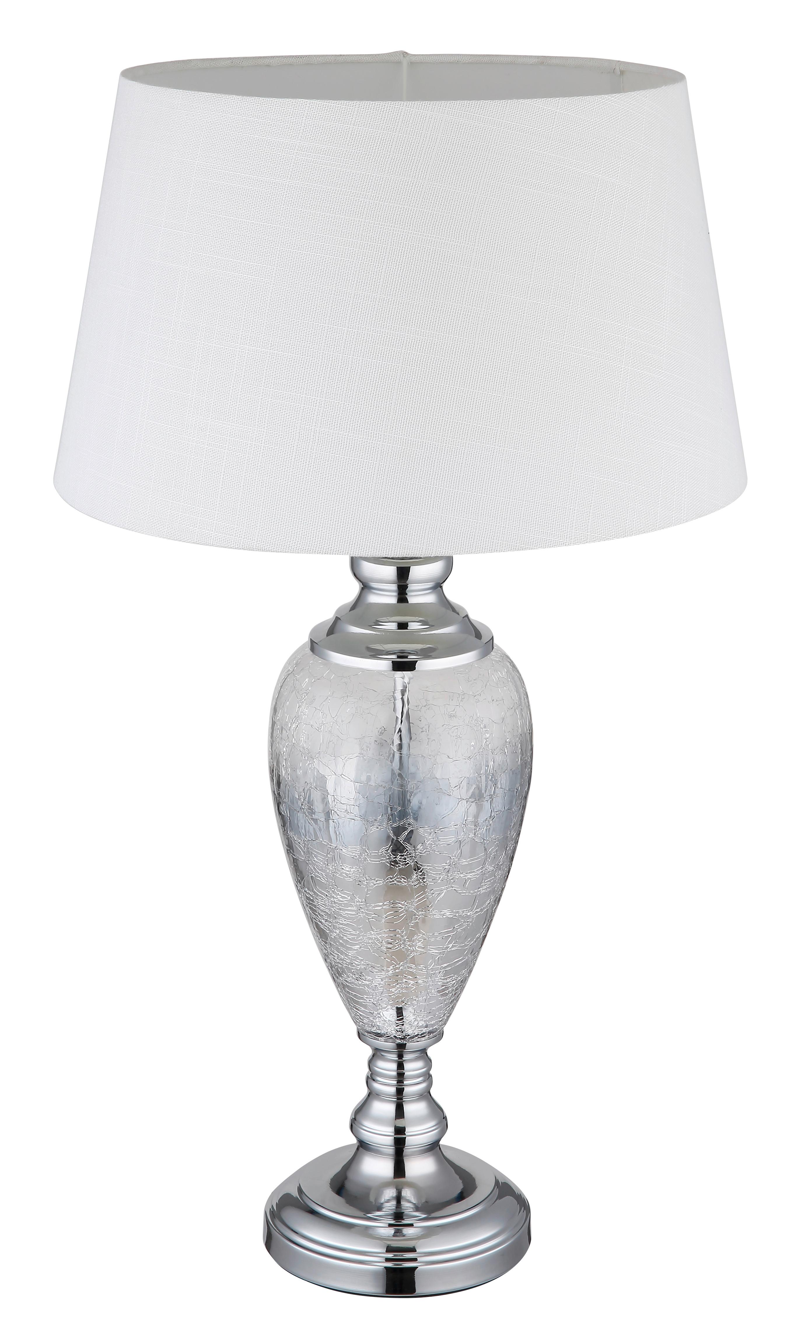 Stolna Svjetiljka Bijela Boja - bijela/srebrne boje, Konvencionalno, staklo/tekstil (38/66cm) - Globo