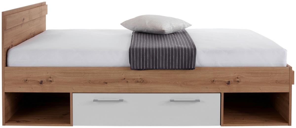 Krevet Box 120 - bijela/hrast Artisan, Moderno, drvni materijal (120/200cm) - Modern Living