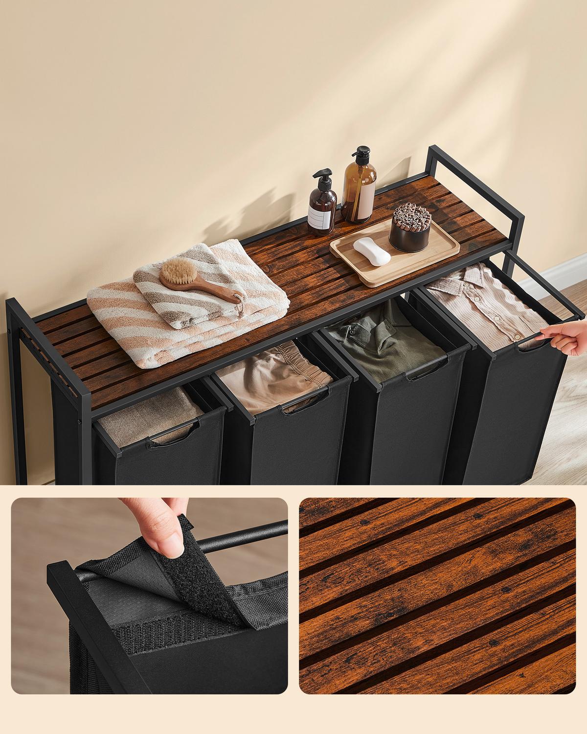 Wäscheschekorb Schwarz ca. 116x72x33cm - Schwarz/Braun, Trend, Holzwerkstoff/Textil (116/72/33cm) - MID.YOU