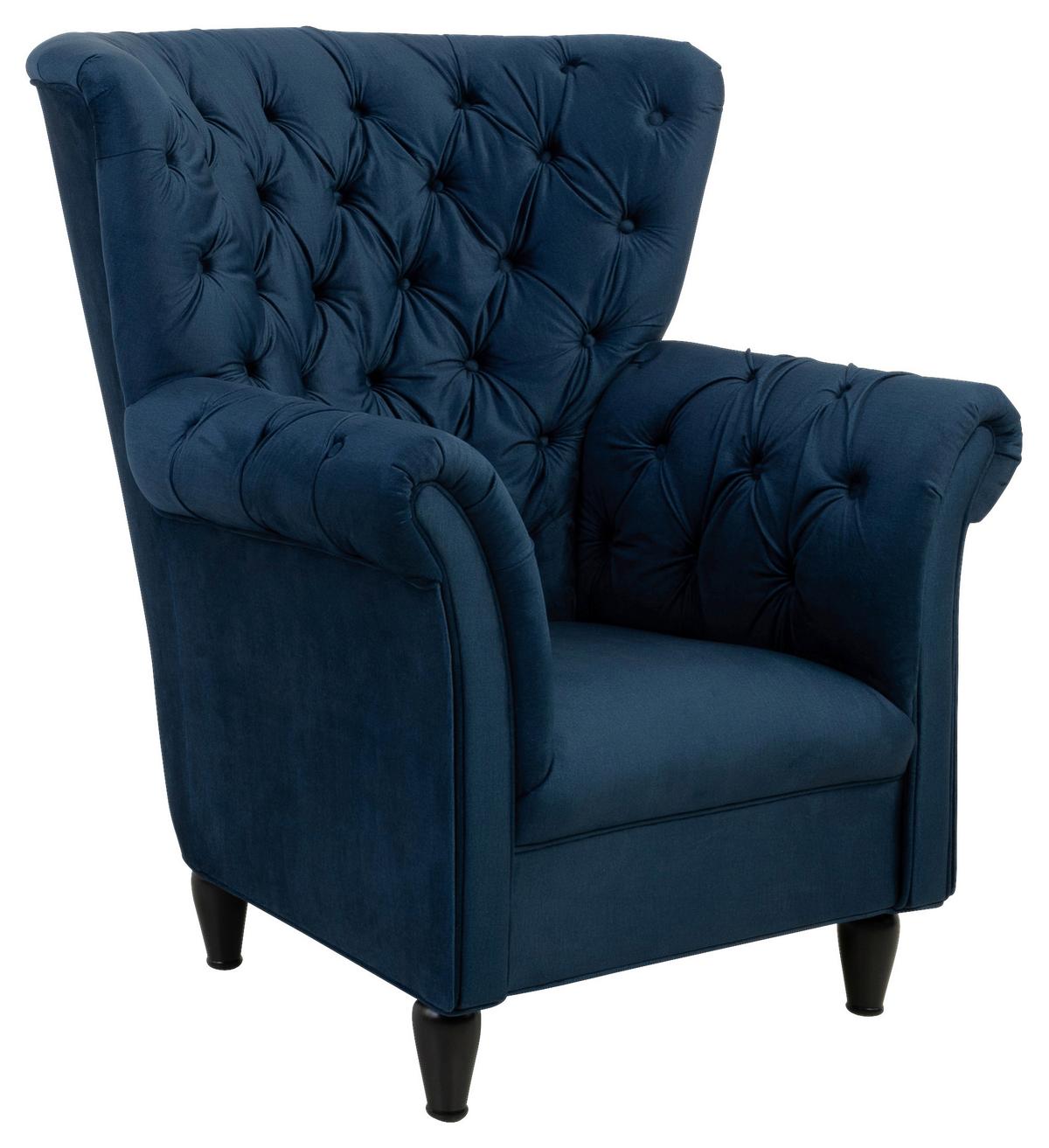 Fotelja Cupido - tamno plava/crna, Design, tekstil/drvo (96/112/86cm) - Mömax