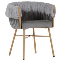 KRZESŁO Z PODŁOKIETNIKAMI TWISTY - kolor złoty/szary, Design, metal/tkanina (65/76/60cm) - Ambia Home