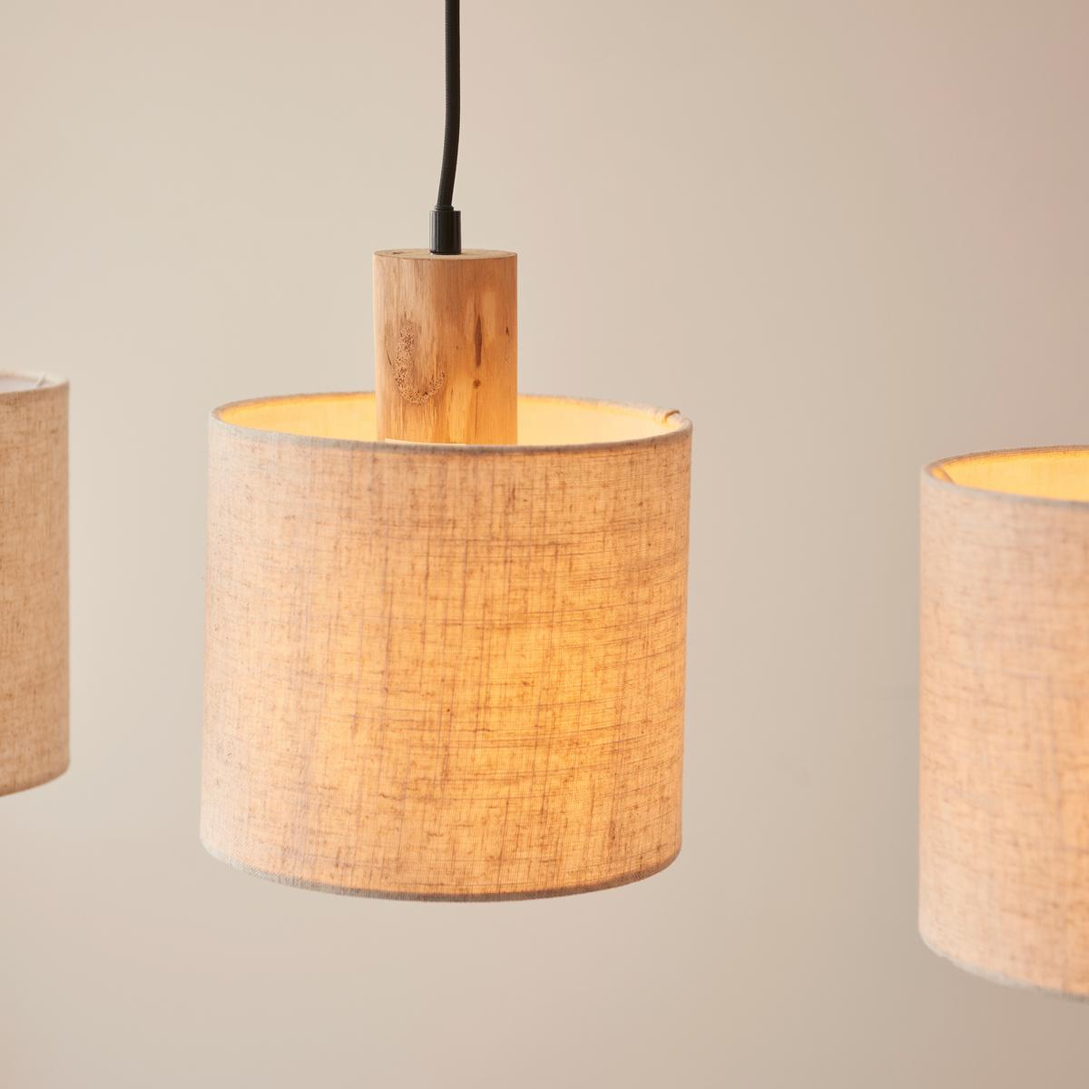 Pendelleuchte Pia Naturfarben max. 40 Watt - Schwarz/Naturfarben, Natur, Holz/Textil (80/20/130cm) - Brilliant