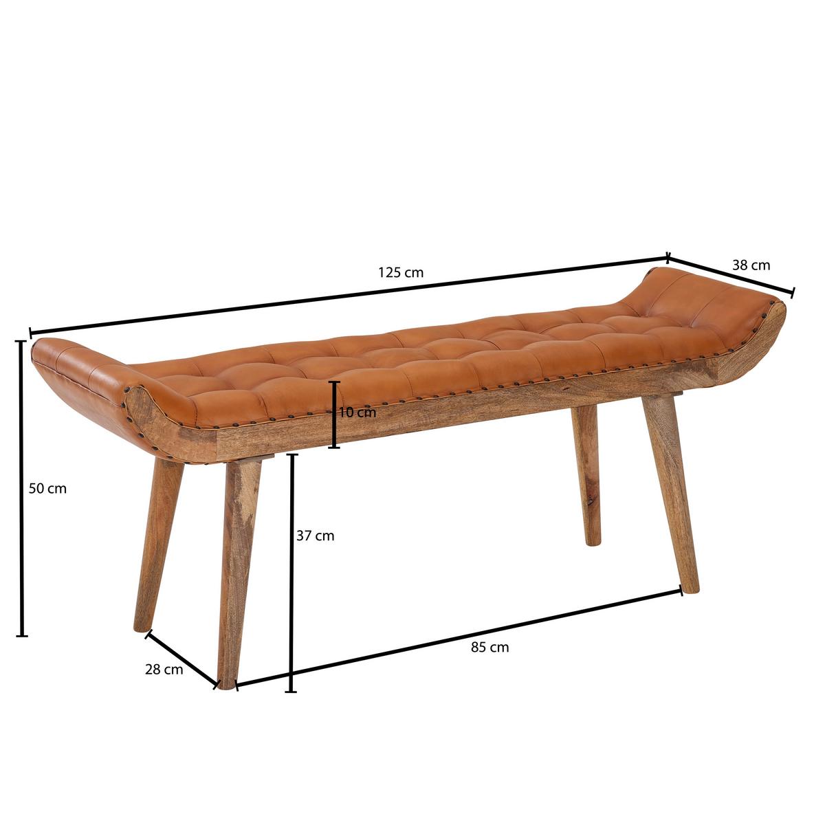 Klop Brez Naslona Wl6.479 - rjava, Moderno, les/usnje (125/50/38cm) - MID.YOU