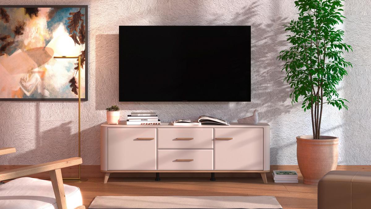 Tv Elem Darwen - kasmírszínű/tölgyfa színű, Modern, műanyag/faalapú anyag (154/52/40cm)