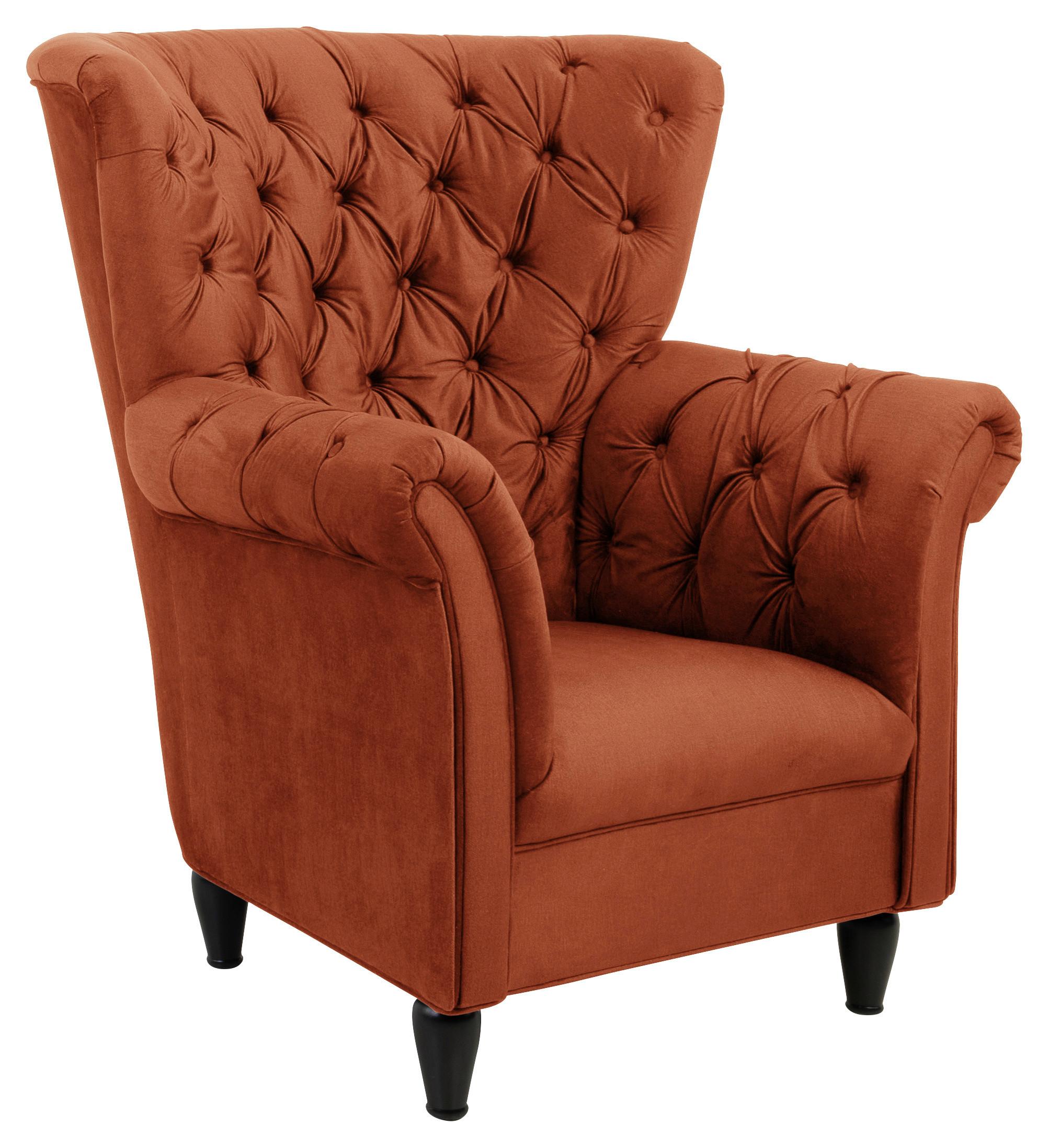 Fotelj Cupido, Opečnato Rjava - opečnato rjava/črna, Design, tekstil/les (96/112/86cm) - MID.YOU