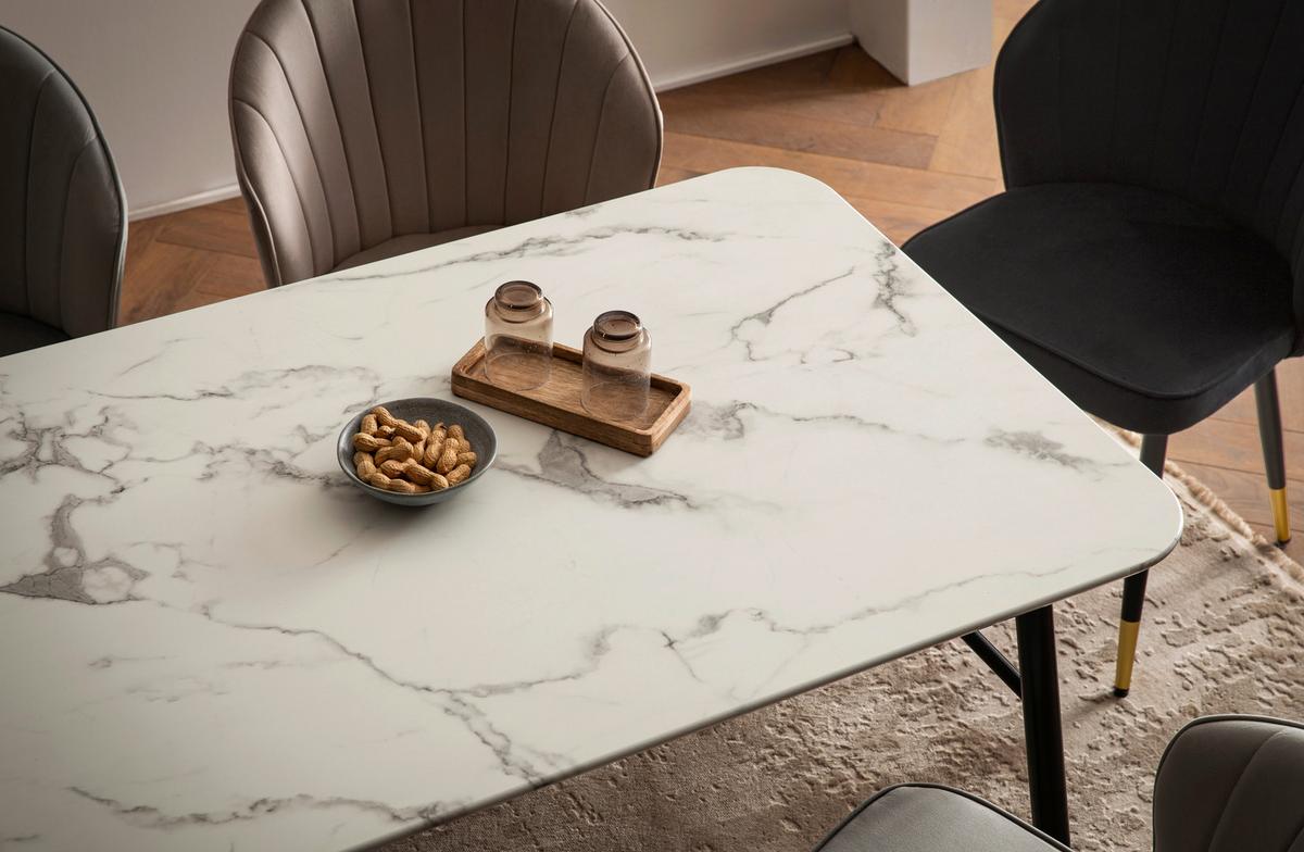 ESSTISCH WL6.955 - Weiss/Goldfarben, Design, Holzwerkstoff/Metall (120/76/60cm) - MID.YOU