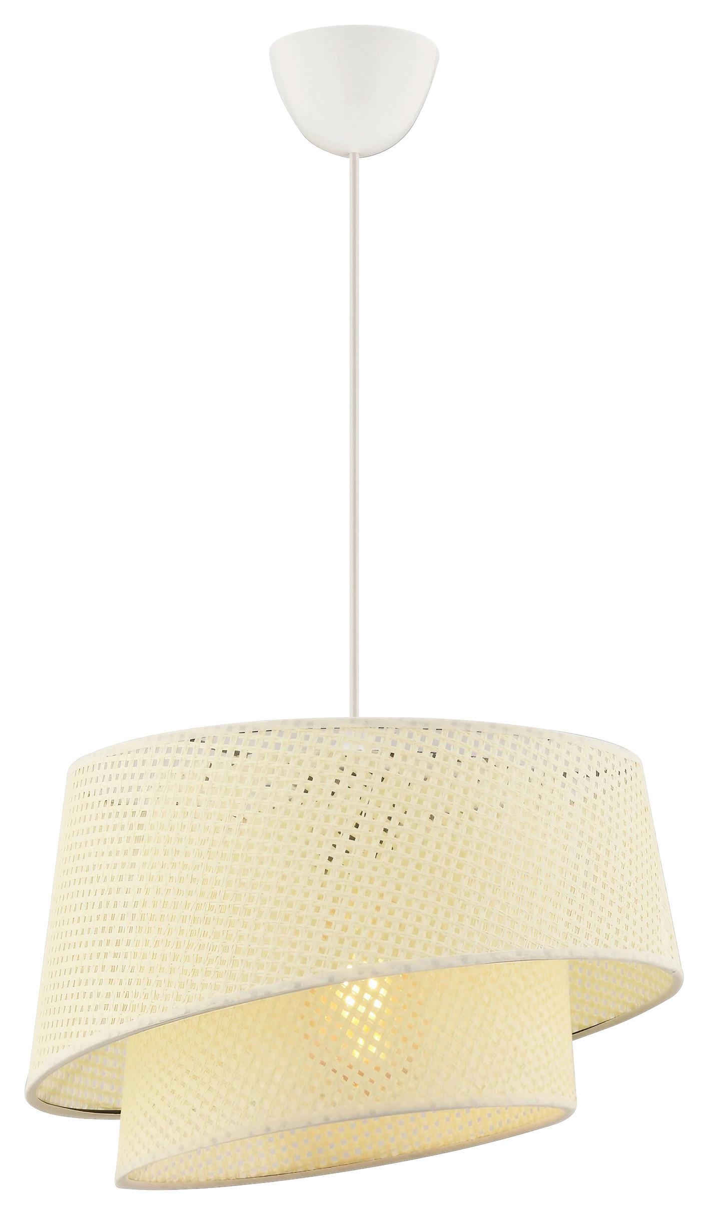LAMPA WISZĄCA BARETTE HAZERAN - WHITE - biały, Design, metal/tkanina (32/65cm) - P & B