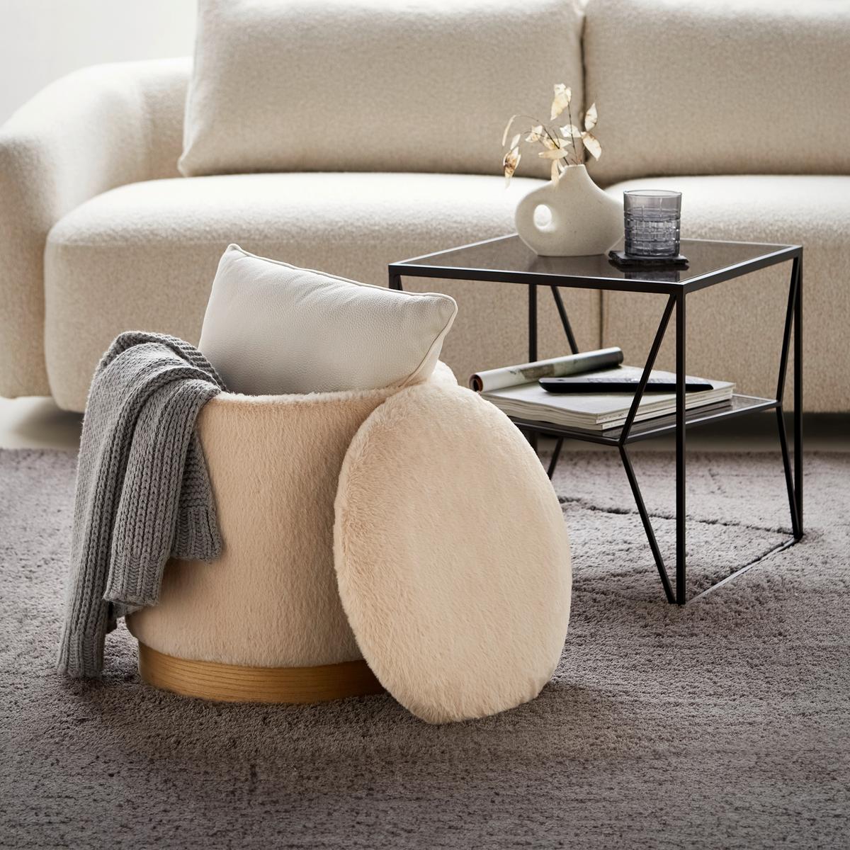 Hocker Pelo mit Stauraum Taupe Kunstfell - Taupe, ROMANTIK / LANDHAUS, Papier/Holzwerkstoff (39/40/39cm) - Premium Living