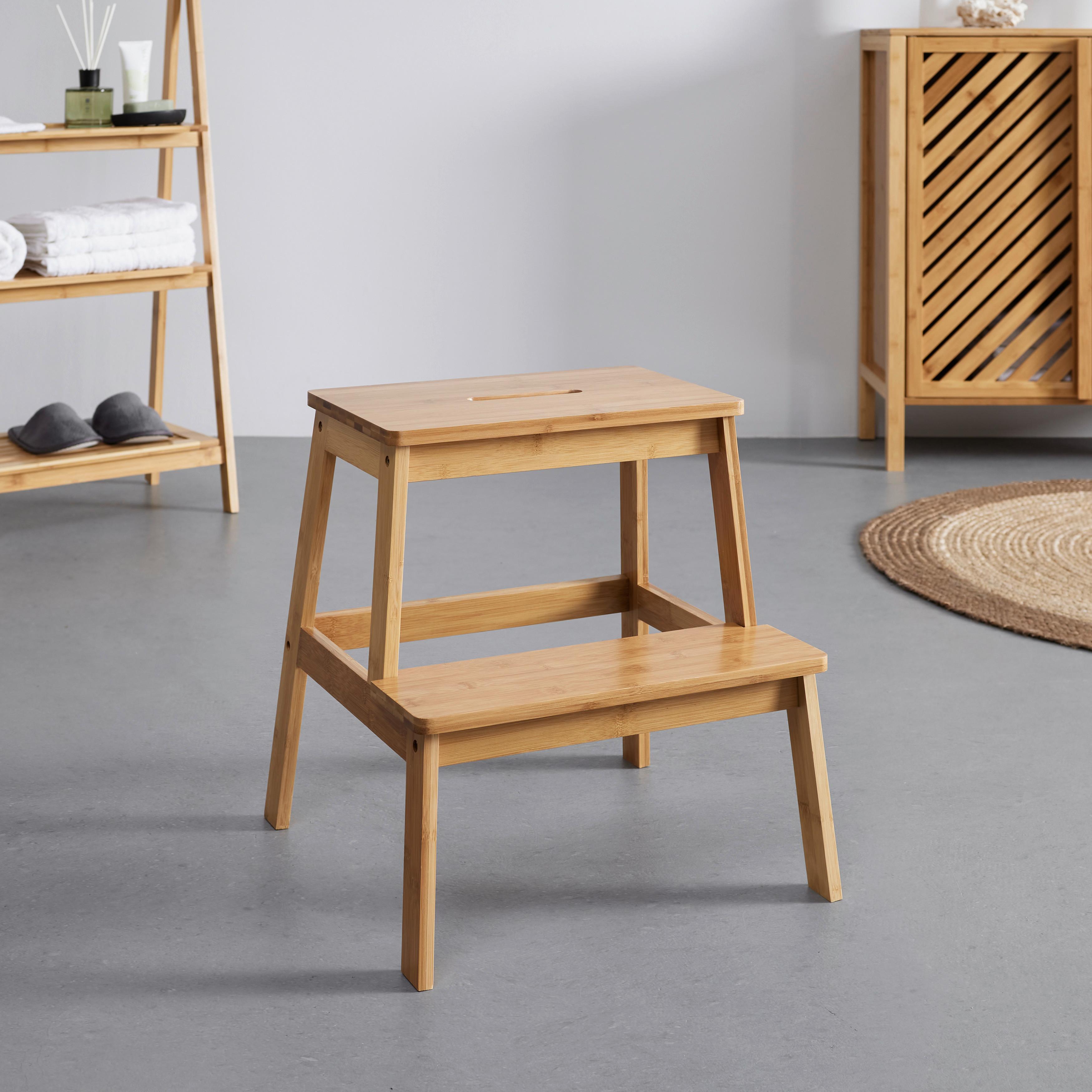 Tritthocker Bonny Naturfarben Bambus - Naturfarben, MODERN, Naturmaterialien (43/47/43cm) - Bessagi Home