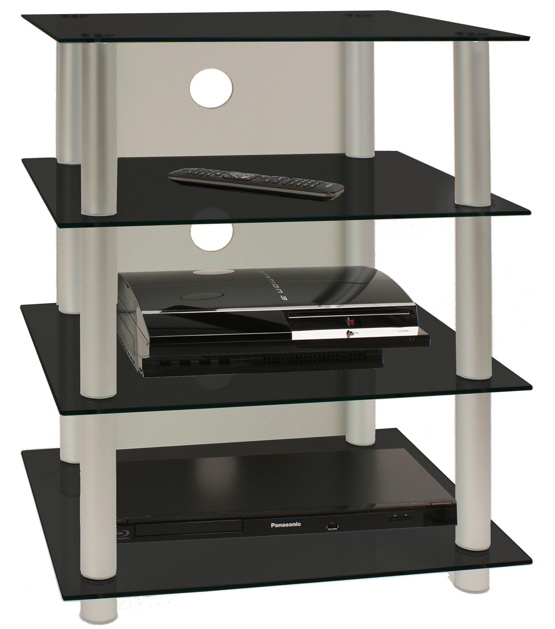 Mizica Za Hi-fi Naprave, Črno Srebrna, 54cm - srebrne barve/črna, Konvencionalno, kovina/steklo (54/70/45cm) - MID.YOU
