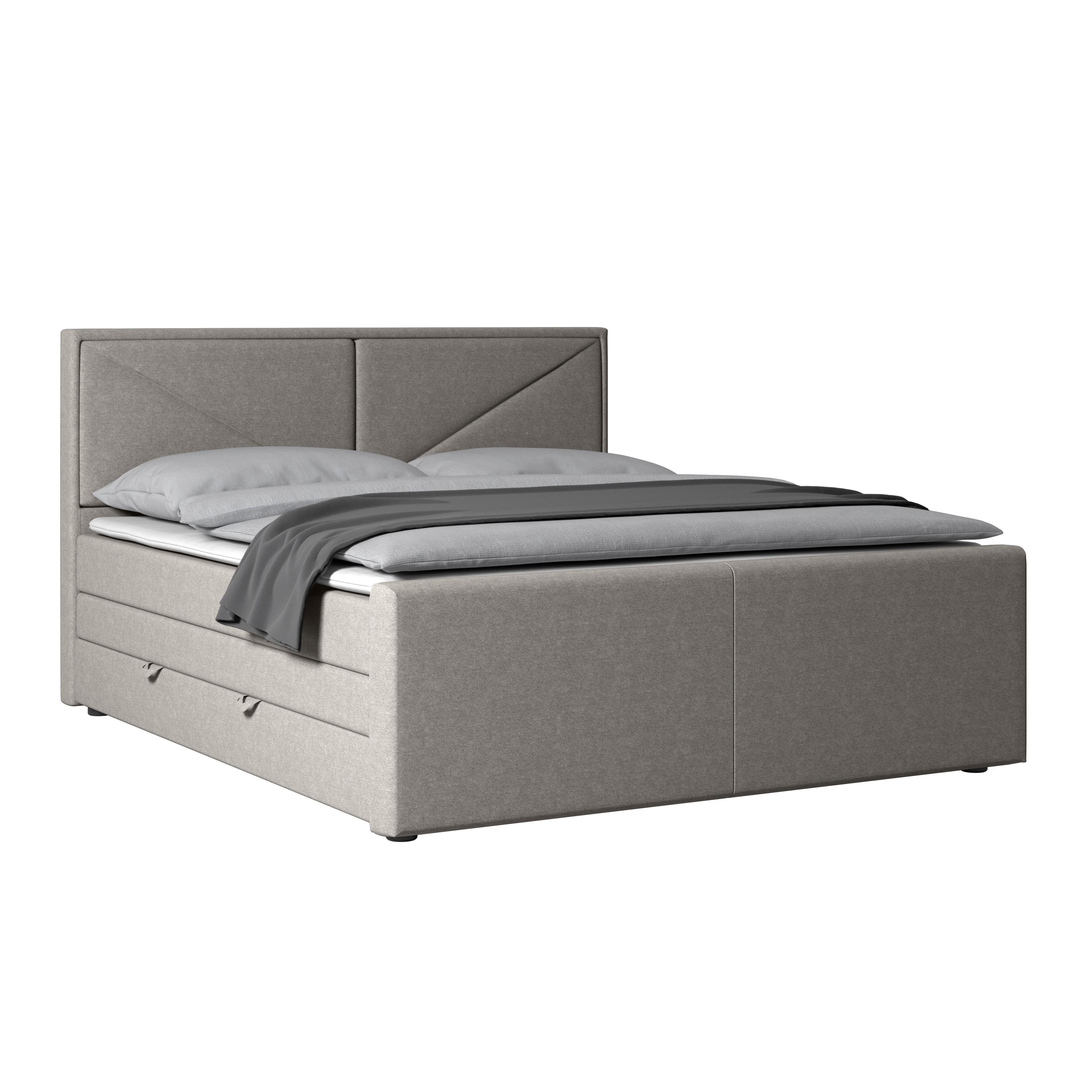 Boxspringbett Lima ca. 180x200 cm Silberfarben - Silberfarben/Schwarz, MODERN, Karton/Holzwerkstoff (180/200cm) - MID.YOU