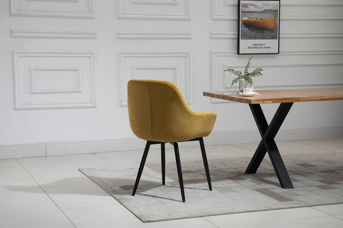 Set Naslanjačev Lena, Rumena, 2-Delni - rumena/črna, Moderno, kovina/tekstil (64/86/59cm) - Livetastic