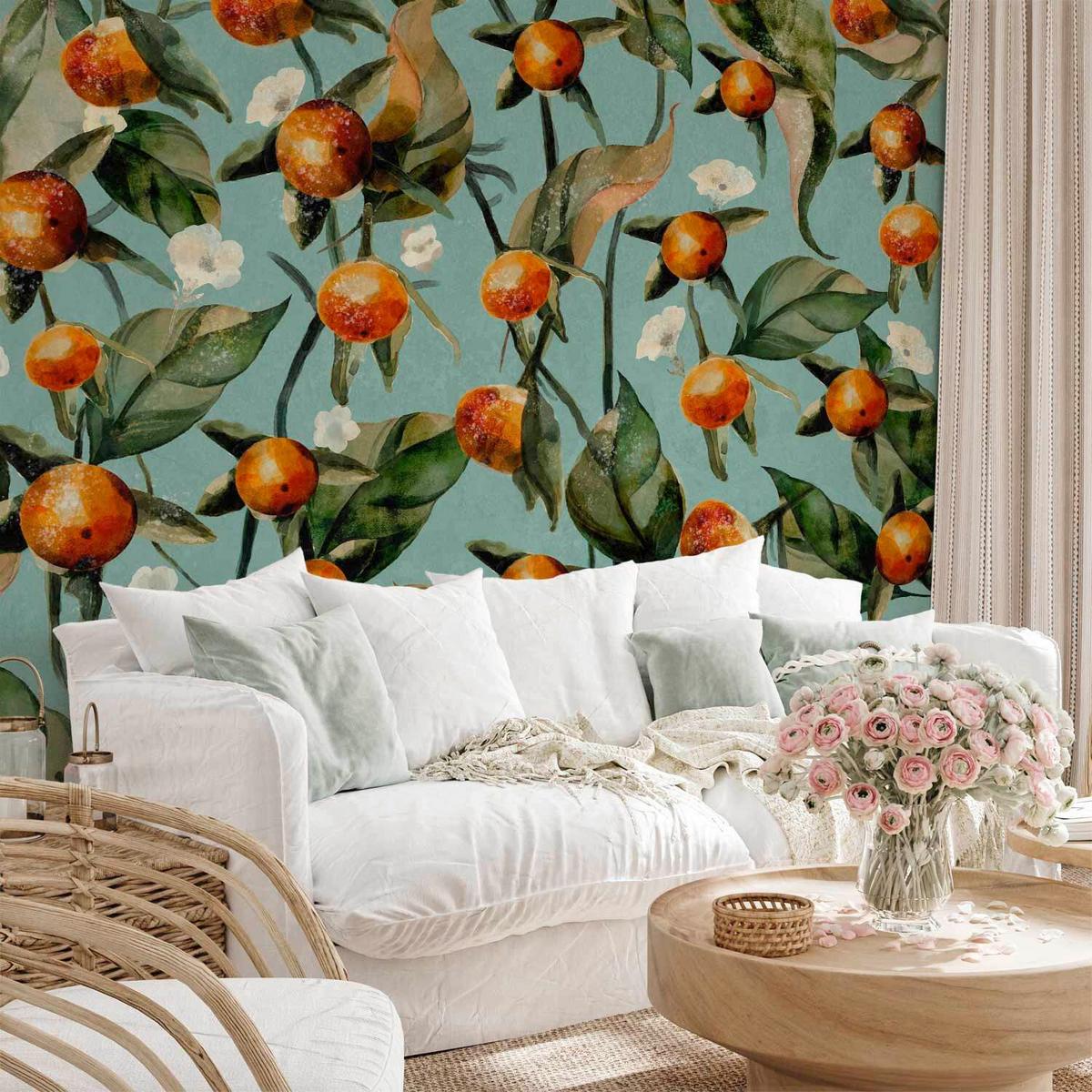 Fototapeta Orange Grove, 300x210cm - zelena/oranžna, Trendi, tekstil (300/210cm) - artgeist