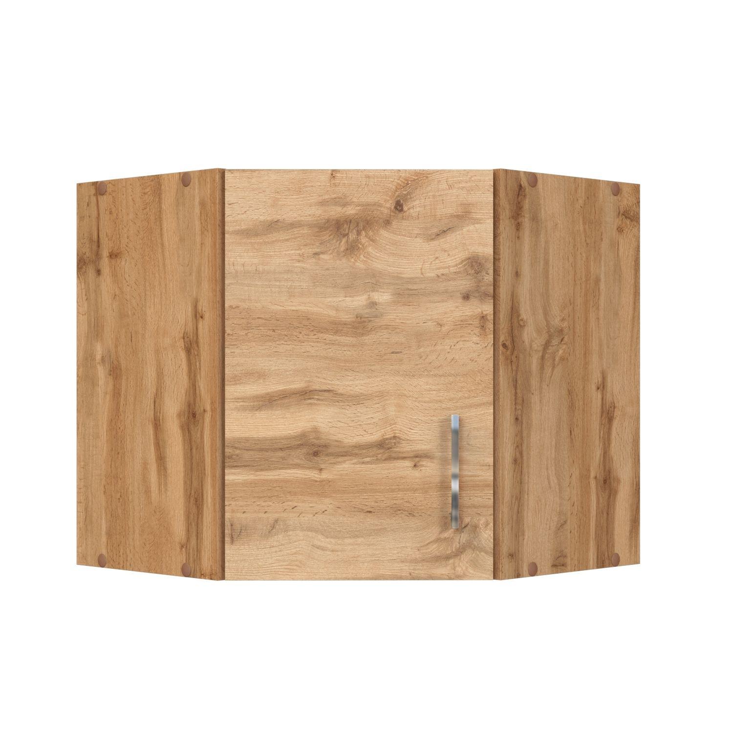 Held Eckoberschrank ca. 60 cm Eichefarben - Chromfarben/Eiche Wotan, MODERN, Holzwerkstoff/Metall (60/57/60cm) - Held
