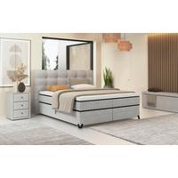 Postelja Boxspring Carmen C, Svetlo Siva, 180x200 - svetlo siva, Konvencionalno, kovina/umetna masa (180/200cm) - Premium Living